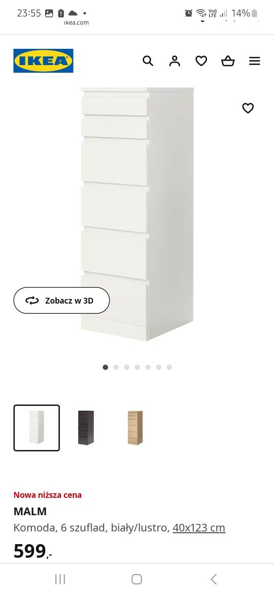 Komoda malm ikea 6 szuflad