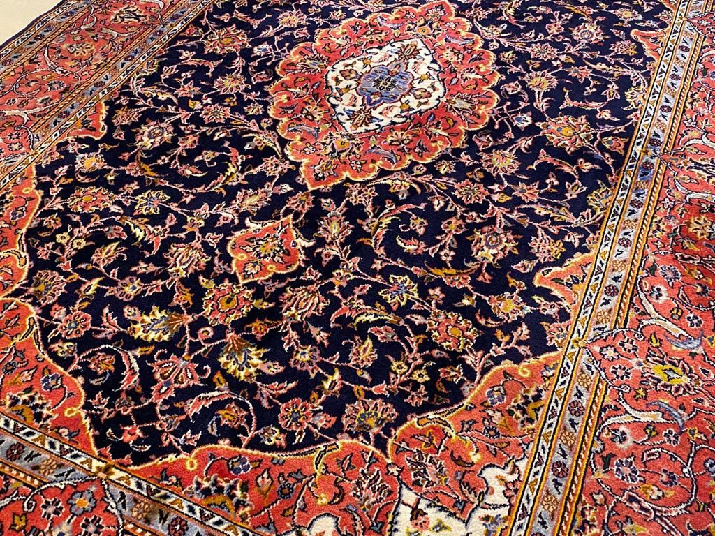 Sygnowany Keshan Persja 220 # 142 Ręcznie tkany wełniany z Iranu