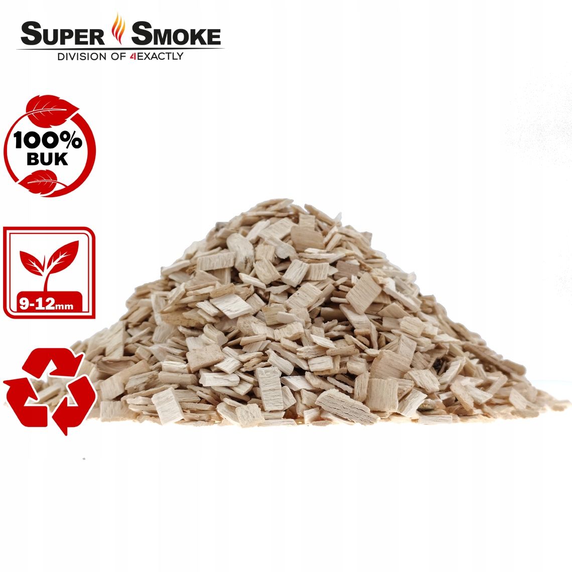 Zrębki Wędzarnicze Super Smoke BUK KL-10 (9-12mm) Large 8 Litrów