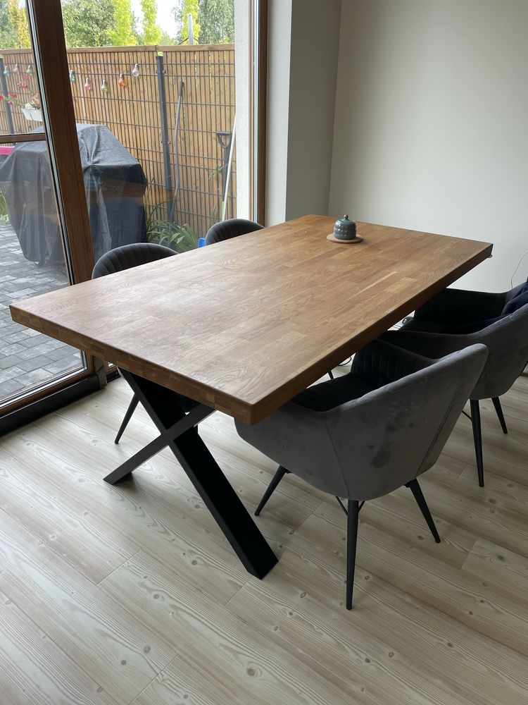 Stół dębowy na metalowych nogach w X DSW:180x100x77