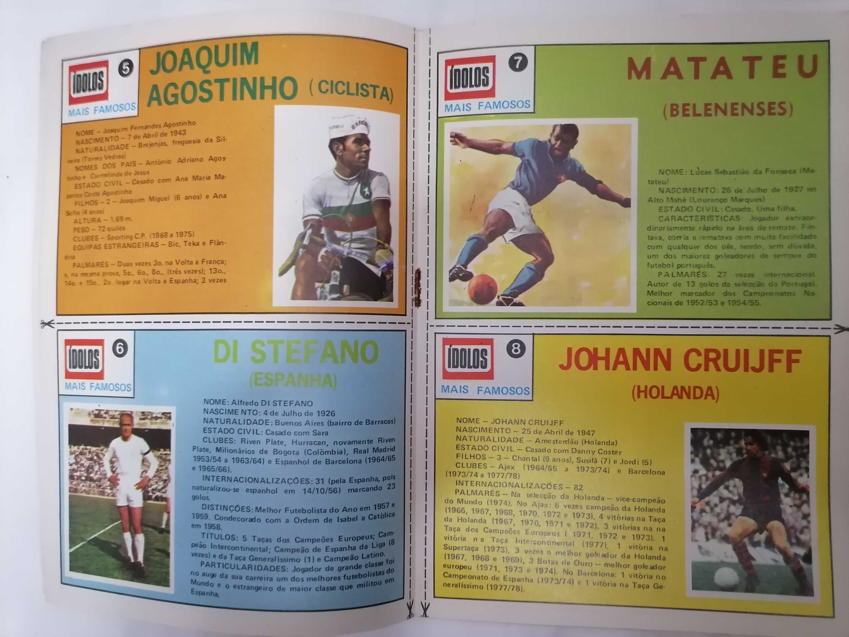 Ídolos do Desporto 1978 /1979 c/Fichas MAIS FAMOSOS