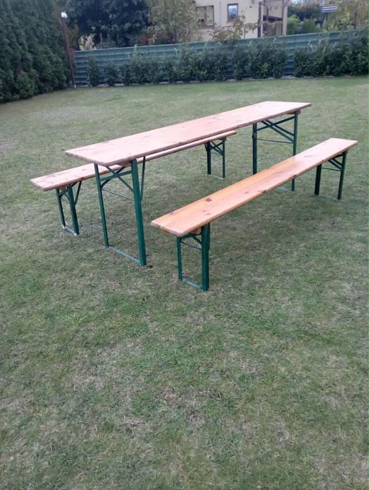 Zestaw plenerowo ogrodowy duzy stół 2 ławy