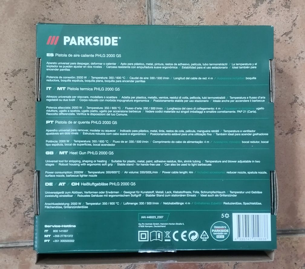 Pistola de ar quente Parkside