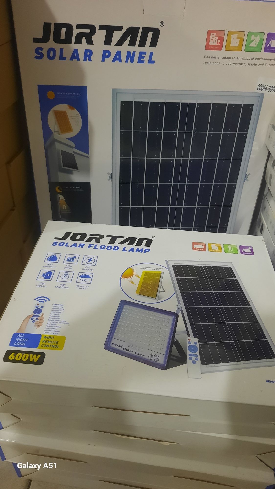 Foco led 600w ip66 painel solar 6500k luz branca marca Jortan