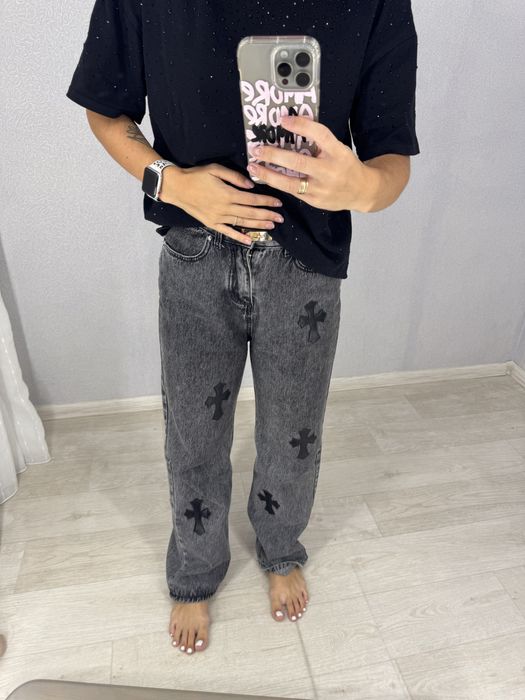 Джинси chrome hearts м л сірі