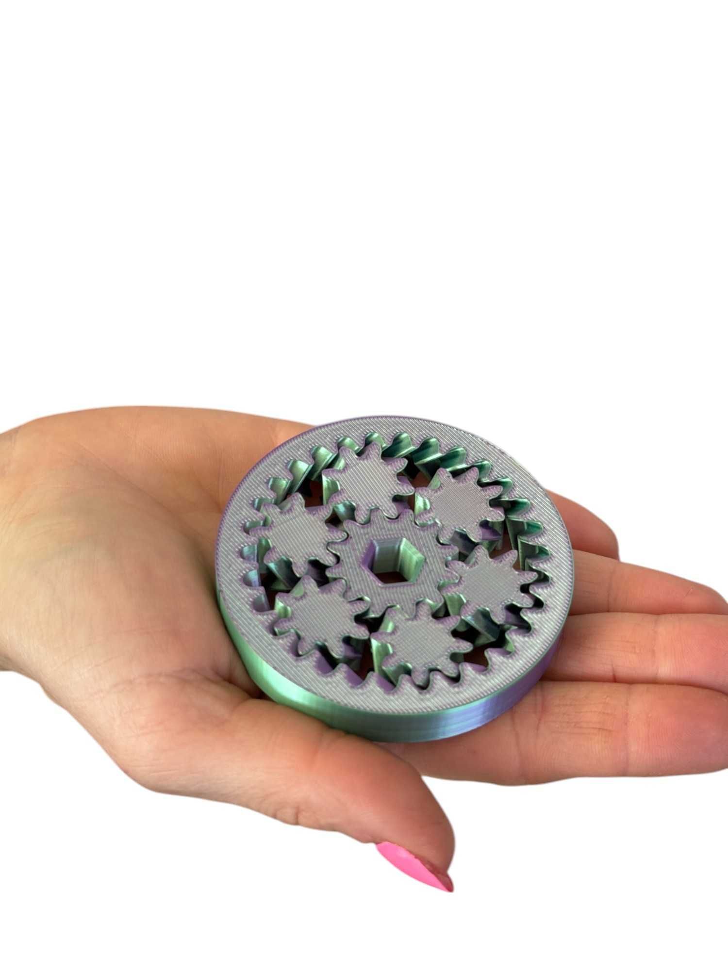 Świetna zabawka antystresowa ruchome zębatki, Fidget 75 mm, druk 3D