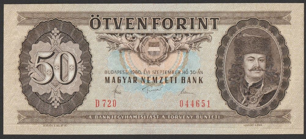Węgry 50 forintów 1980 - Ferenc Rakoczy - stan bankowy UNC