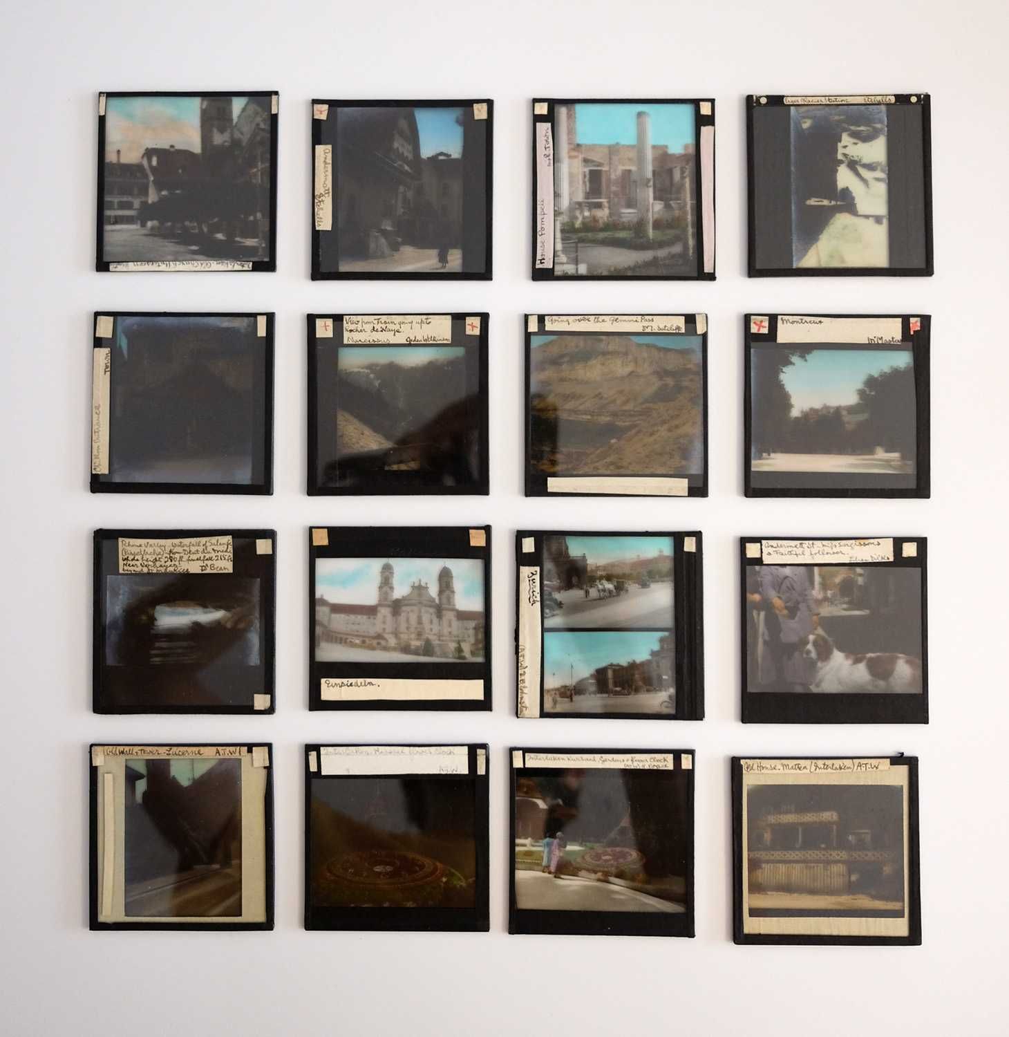 16 fotografias em slides de vidro antigos