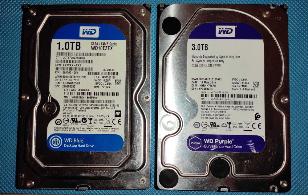 HDD WD Purple 3TB + HDD WD Blue 1TB