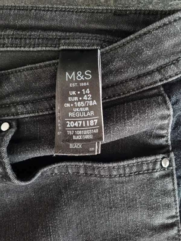 Czarne jeansy skinny damskie Marks & Spencer rozm 42, wysoki stan.