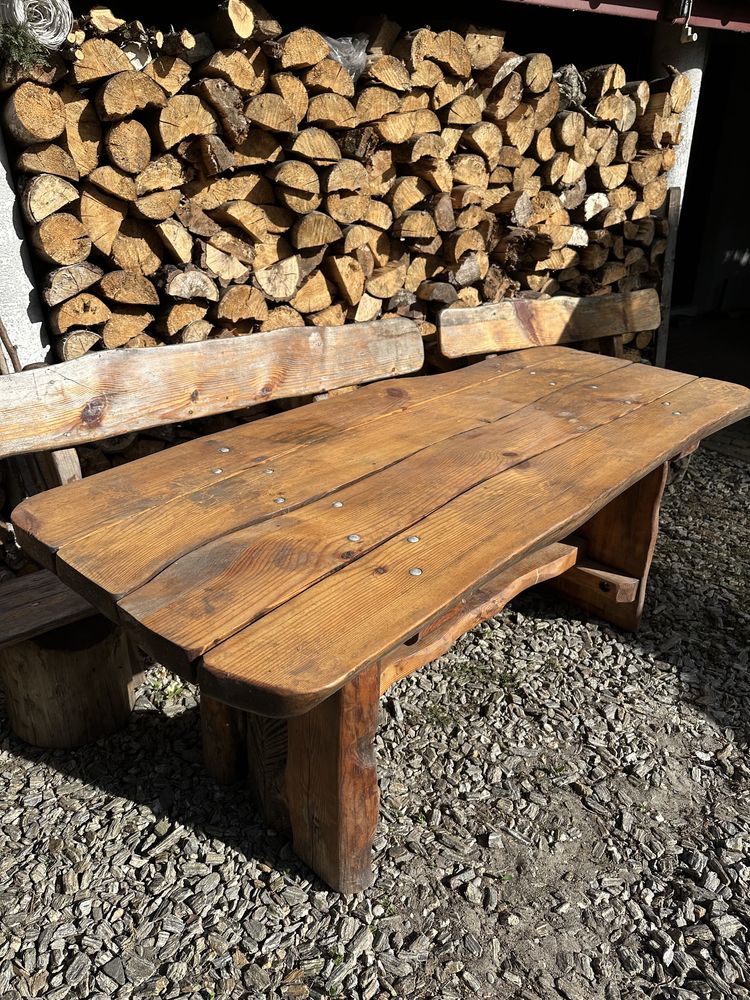 Komplet mebli ogrodowych 3 ławy + stół drewniany
