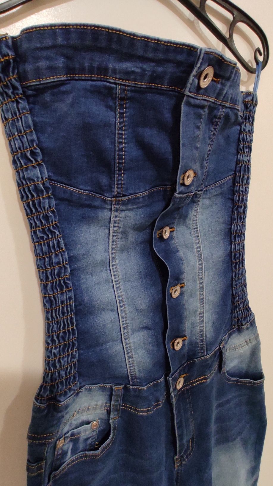 Jeansowy dżinsowy kombinezon, jeansy, dżinsy, gorset, spodnie, r.36/38