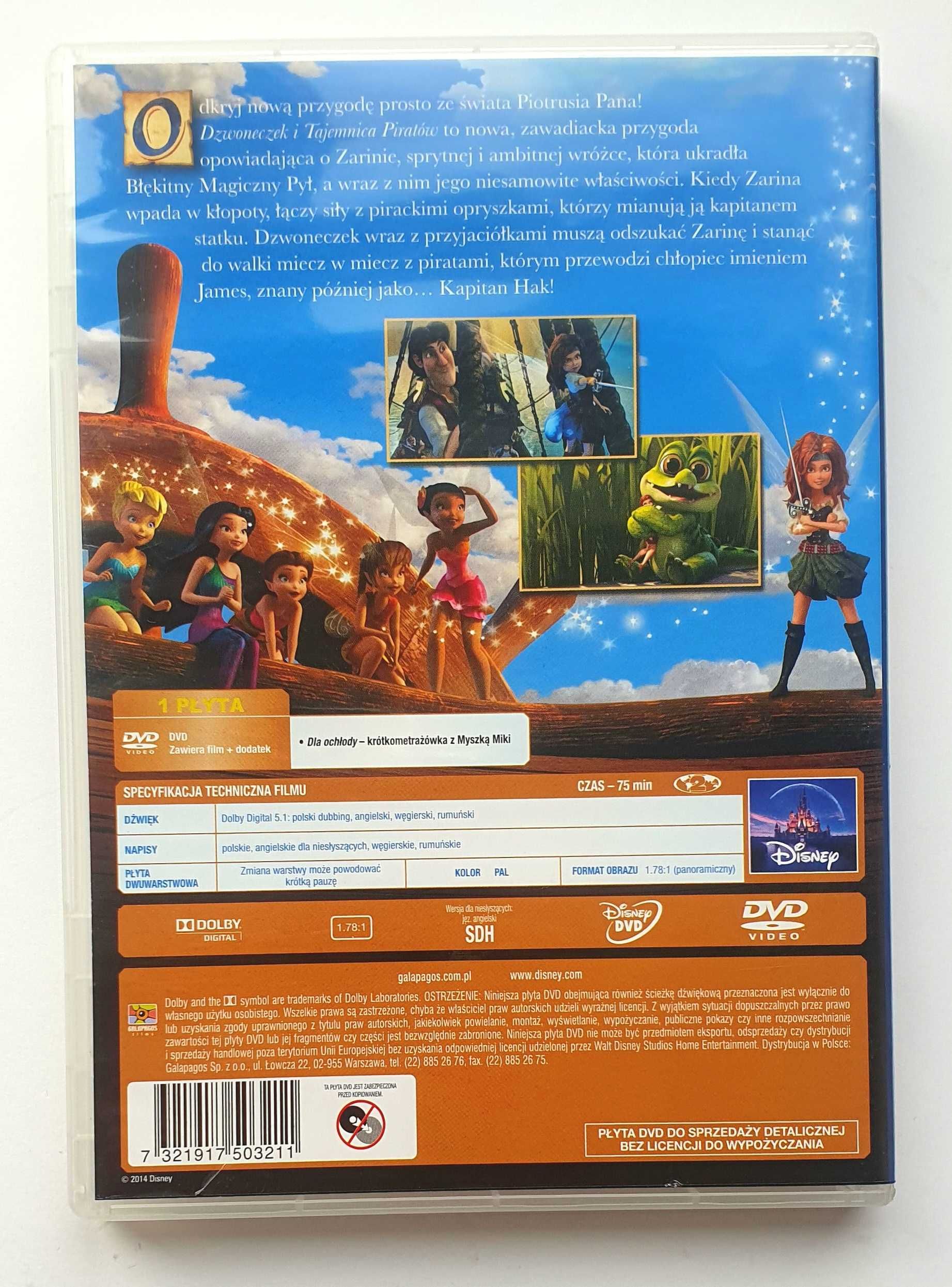Dzwoneczek i Tajemnica Piratów, Disney, płyta DVD