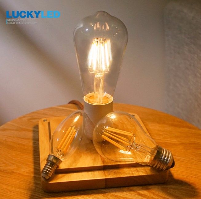 Лампочка 6W 8W эдисон filament LED E27 ST64 G95 теплый свет