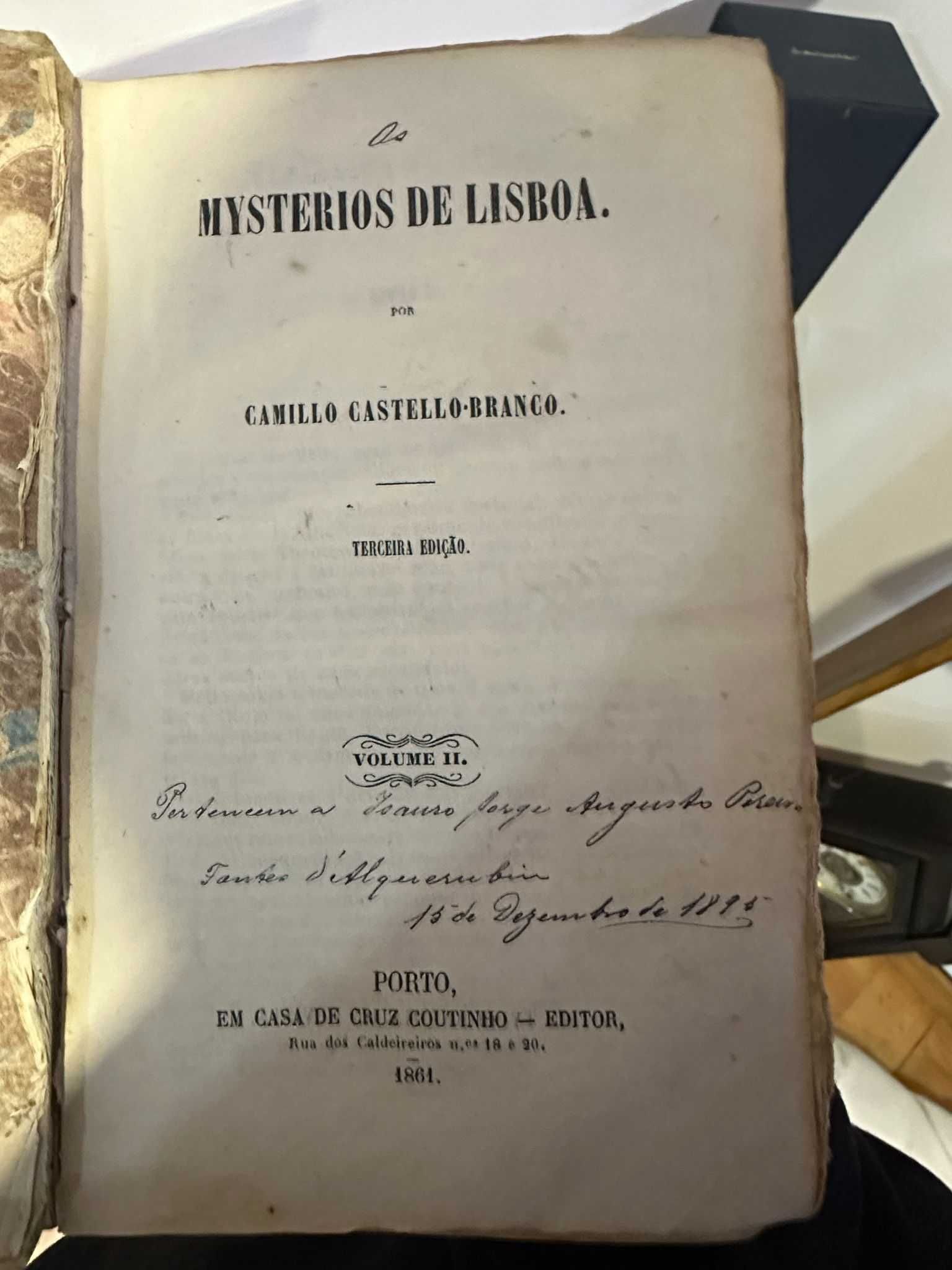 Mysterios de Lisboa Camilo Castello-Branco 3 edição 1861