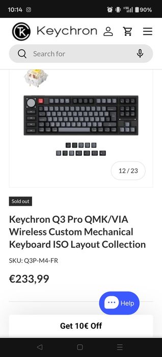 Teclado mecânico Keychron Q3 Pro novo