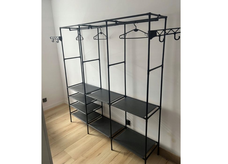 Szafa składana garderoba organizer wieszak regał czarny loft