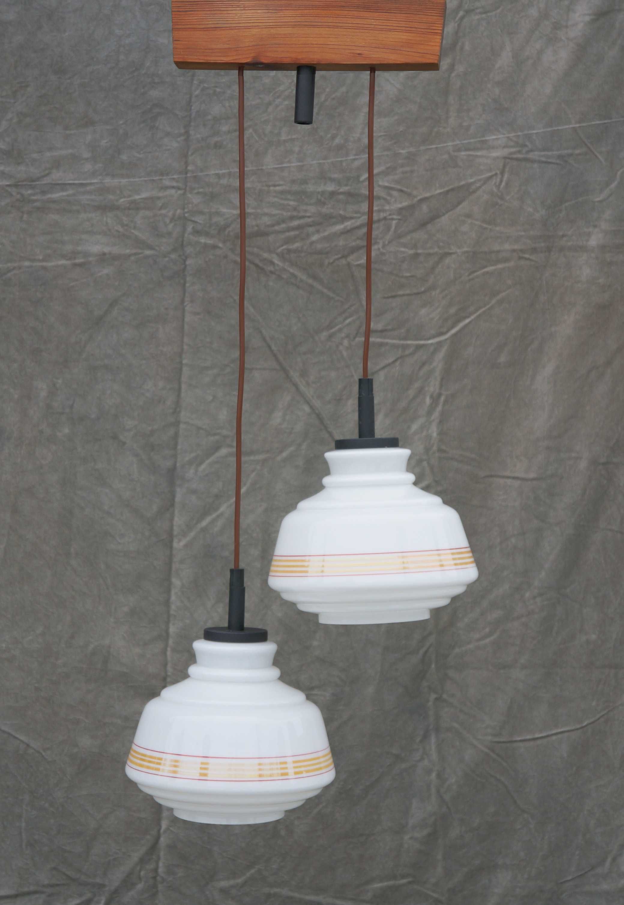 lampa wisząca lata 70, delam podwójny szklany klosz