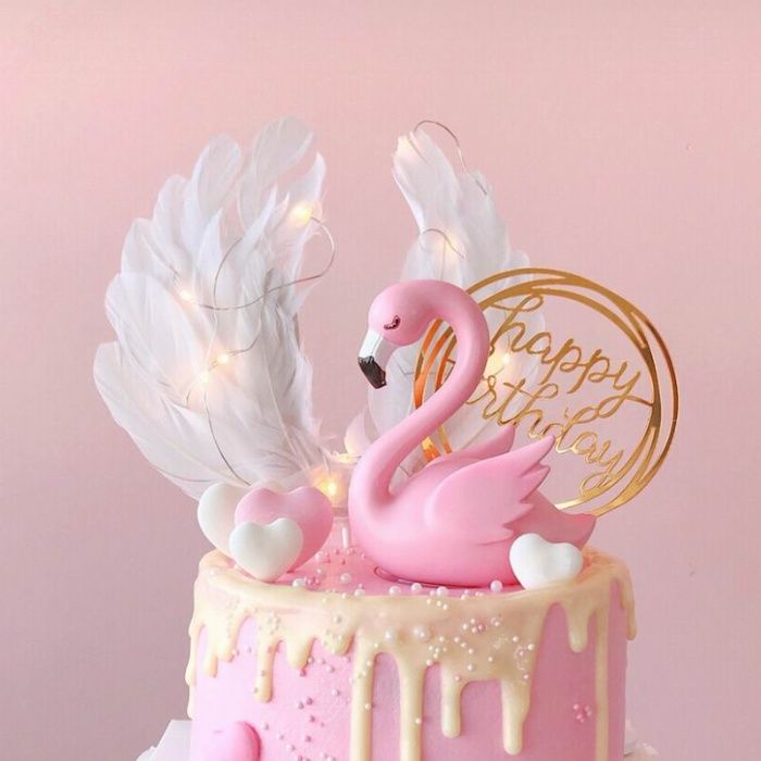 Украшение топпер для торта силиконовый фламинго