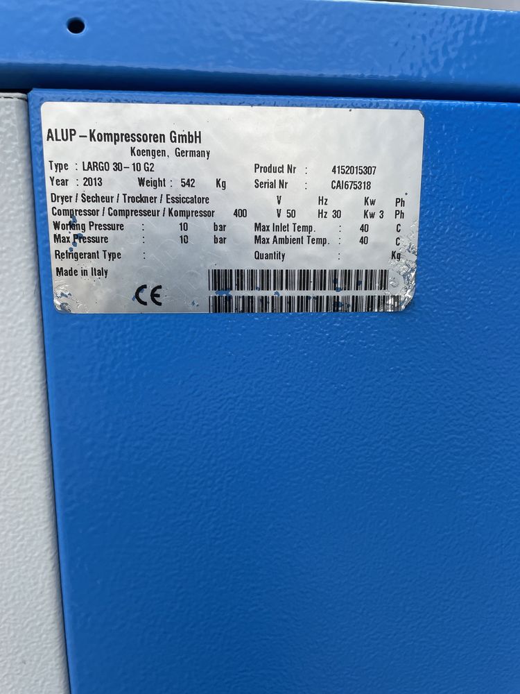 Kompresor śrubowy Alup Atlas Copco GA 30 30 KW 4200 L /min