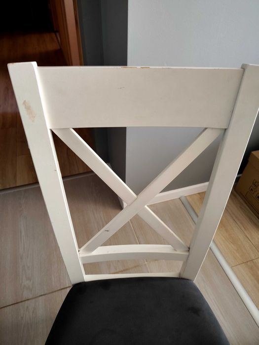 Zestaw stół+ 4 krzesła białe grafit styl skandynawski vintage