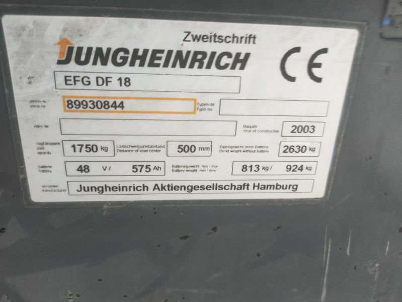 Wózek widłowy JUNGHEINRICH EFG DF 18
