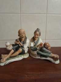 Casal de idosos em porcelana chinesa vintage
