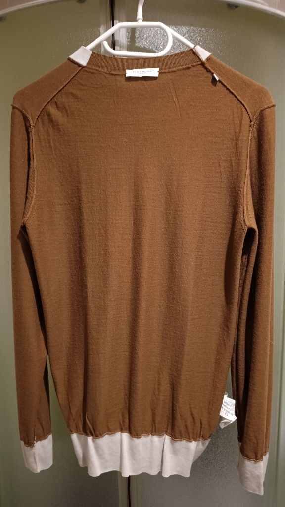 Paolo Pecora Milano  Włoski męski sweter z wełny, 100% Merino, Roz S/M