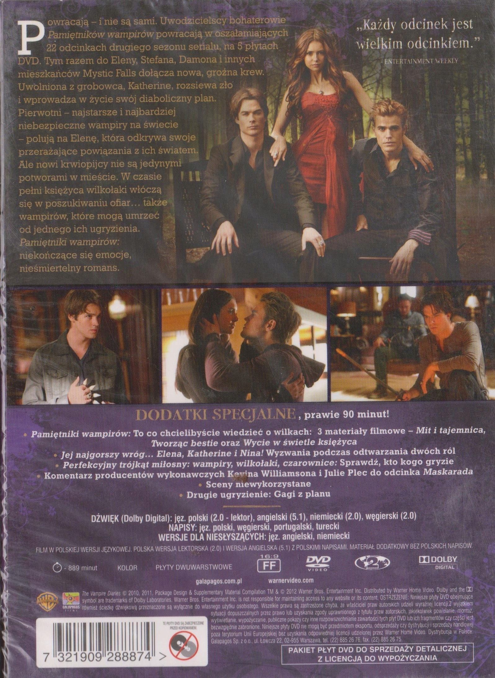 Serial Pamiętniki Wampirów 2 Płyta Dvd