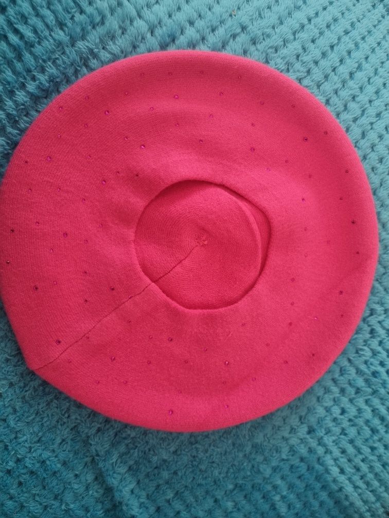 Beret damski, berecik fuksjowy/ różowy