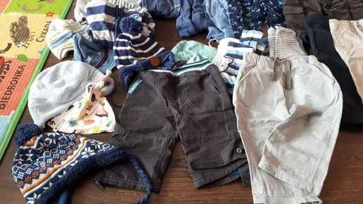 Ubranka paka dla dziecka Spodnie bluzy czapeczki 74 80 całość 25zl