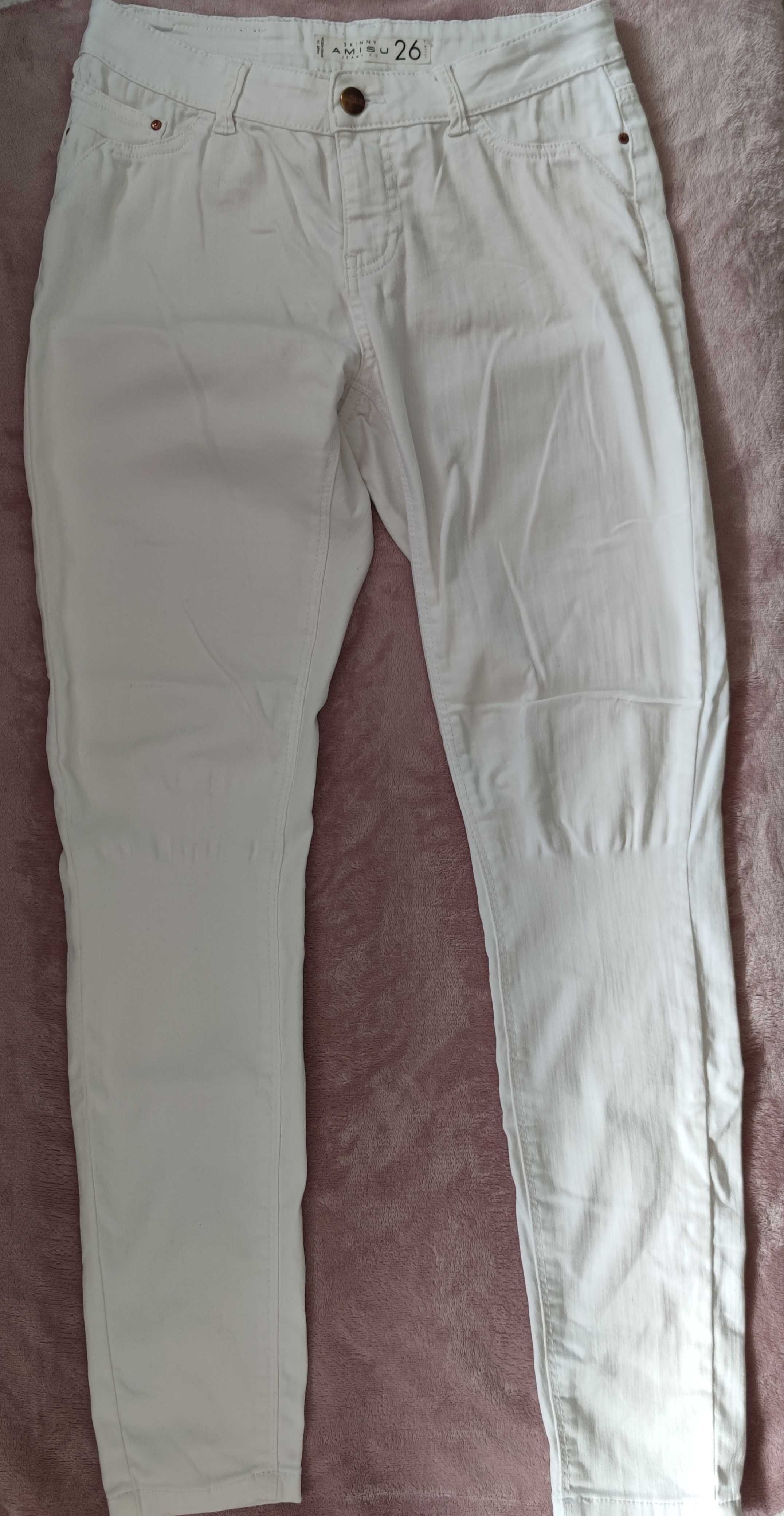 Białe spodnie jeansowe skinny, Amisu, 26