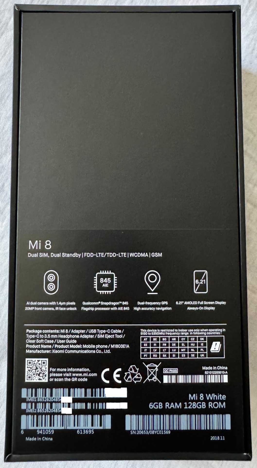 smartfon xiaomi mi 8 6GB ram 128GB pamięć
