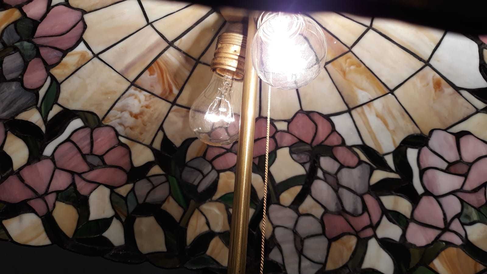 Lampa  ,,Tiffany" Barokowa mosiądz ,stojąca , kwiaty