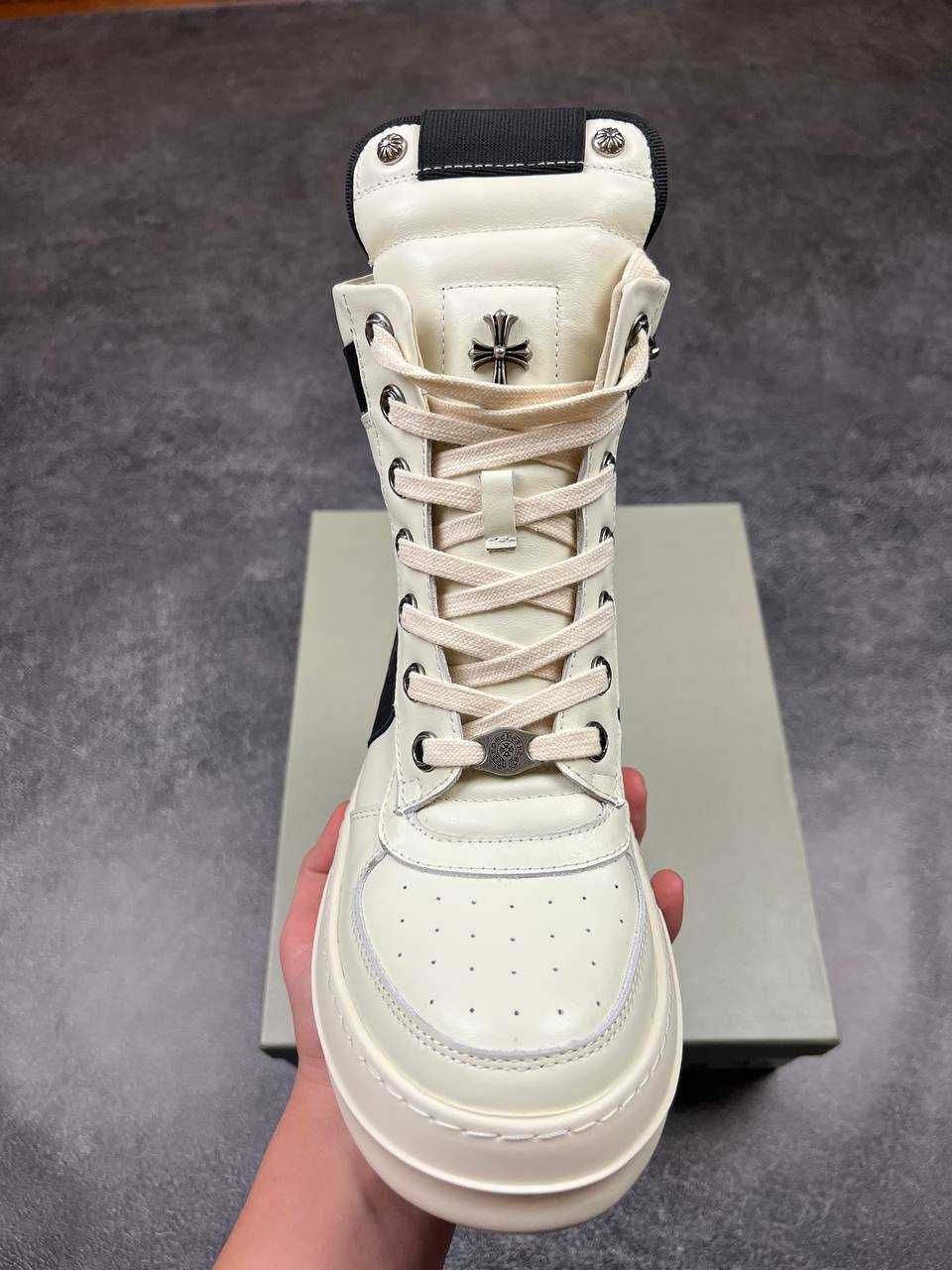 Rick Owens x Chrome Hearts Geobasket Low White