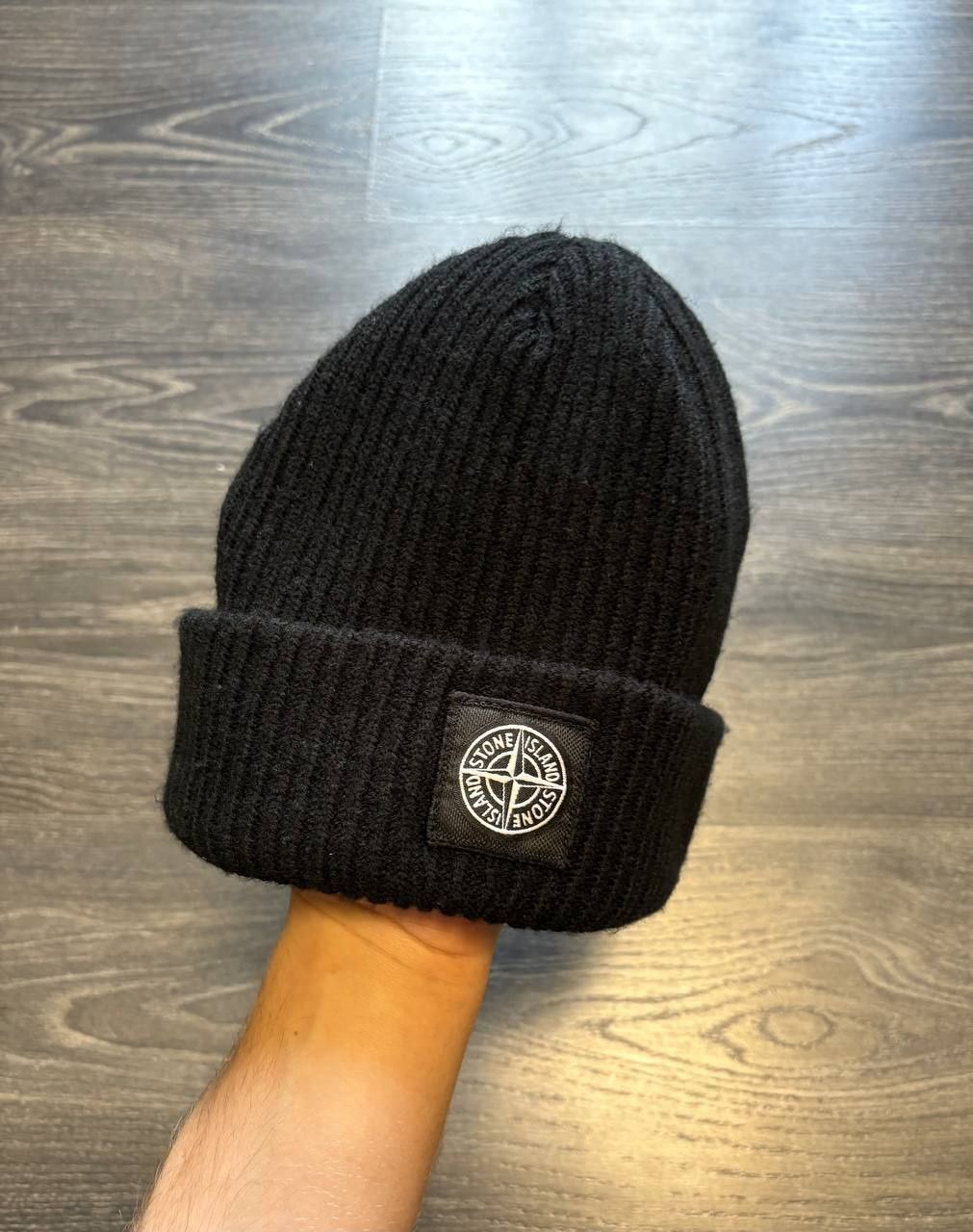 черная шапка Stone island patch program оригинал