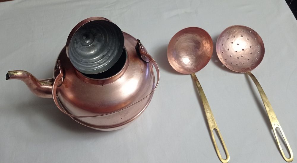 Медная посуда чайник черпак шумовка