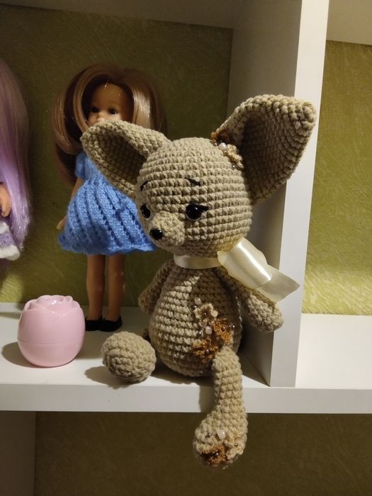 Вязанные игрушки. Лисенок Фенек. Кошечка.