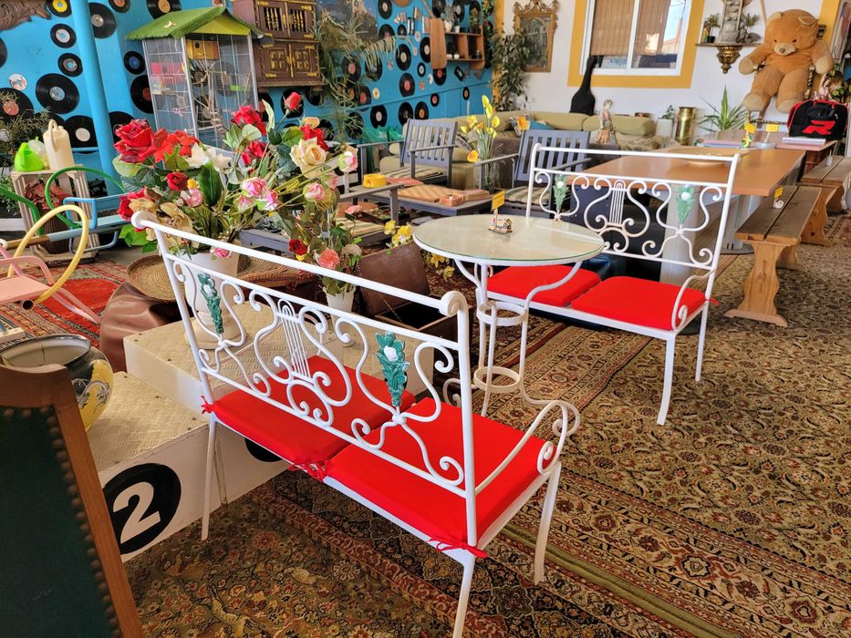 Conjunto de jardim em ferro - Dois bancos de dois lugares