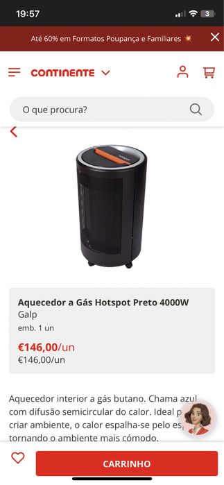 Aquecedor a Gás Hotspot Preto 4000W
