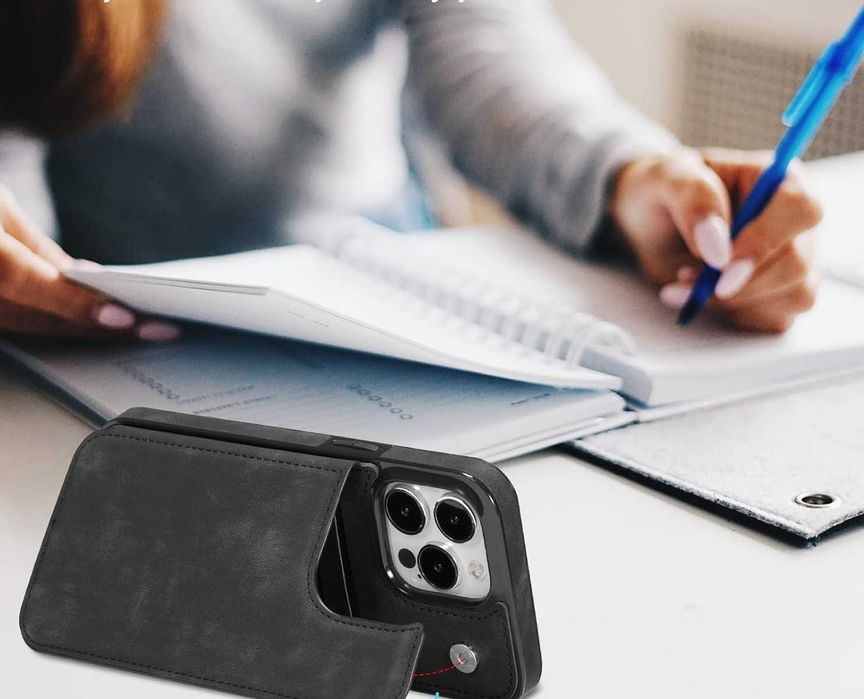 Plecki z klapką i przegródkami do iphone 14 pro max + smycz