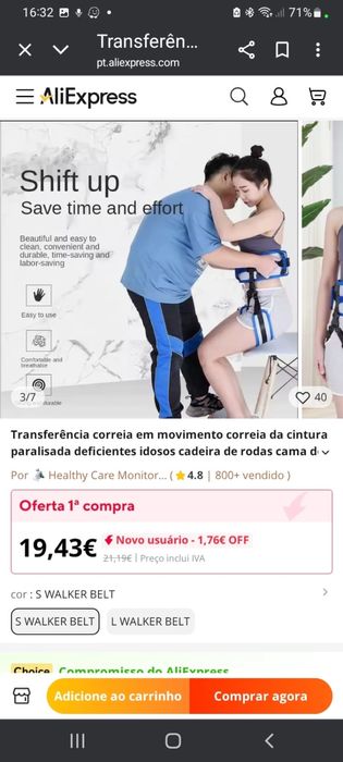 Cinta de elevação para idosos