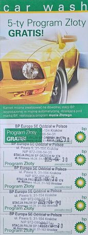 Karnet: "Myjnia BP, 5x kupon, Program Złoty"
