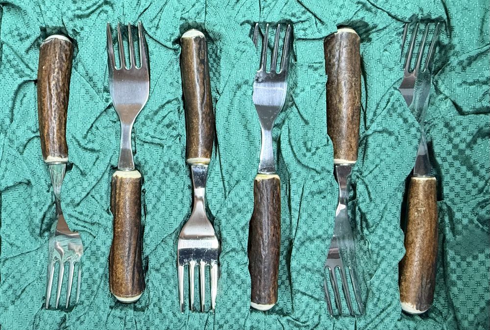 Эксклюзивные столовые приборы натуральный рог ABS Rostfrei мотив охота