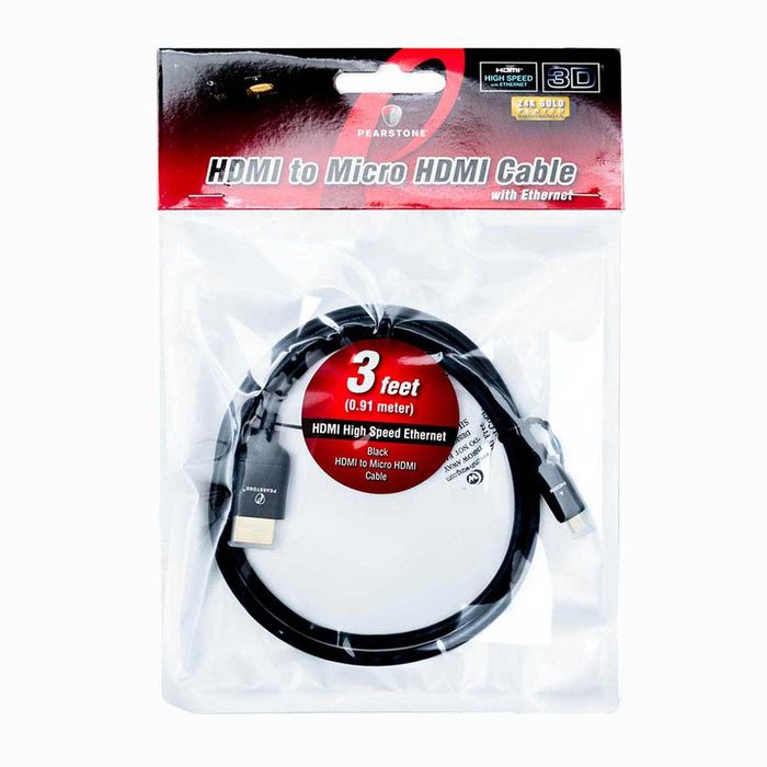 Кабель Pearstone Micro-HDMI to HDMI для камер Sony a7, GH4, GH5, X-T3