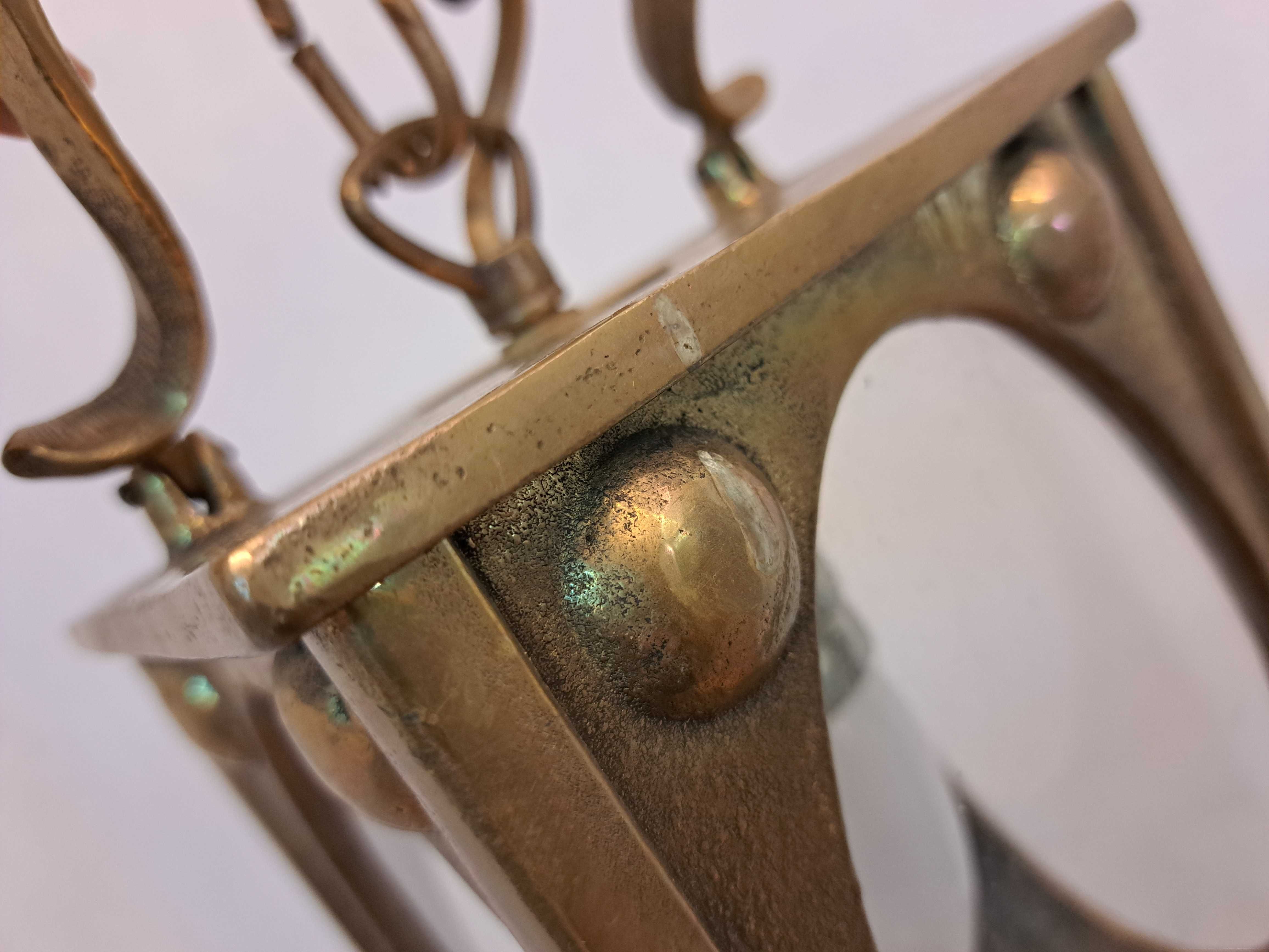 Stara lampa latarenka kaganek z uchwytem, żyrandol