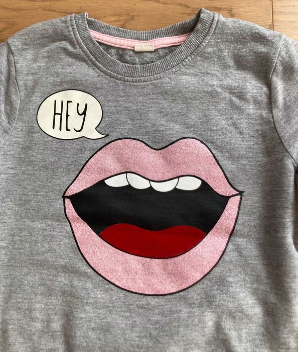 Bluza szara dziewczęca usta Kuniboo r. 122/128