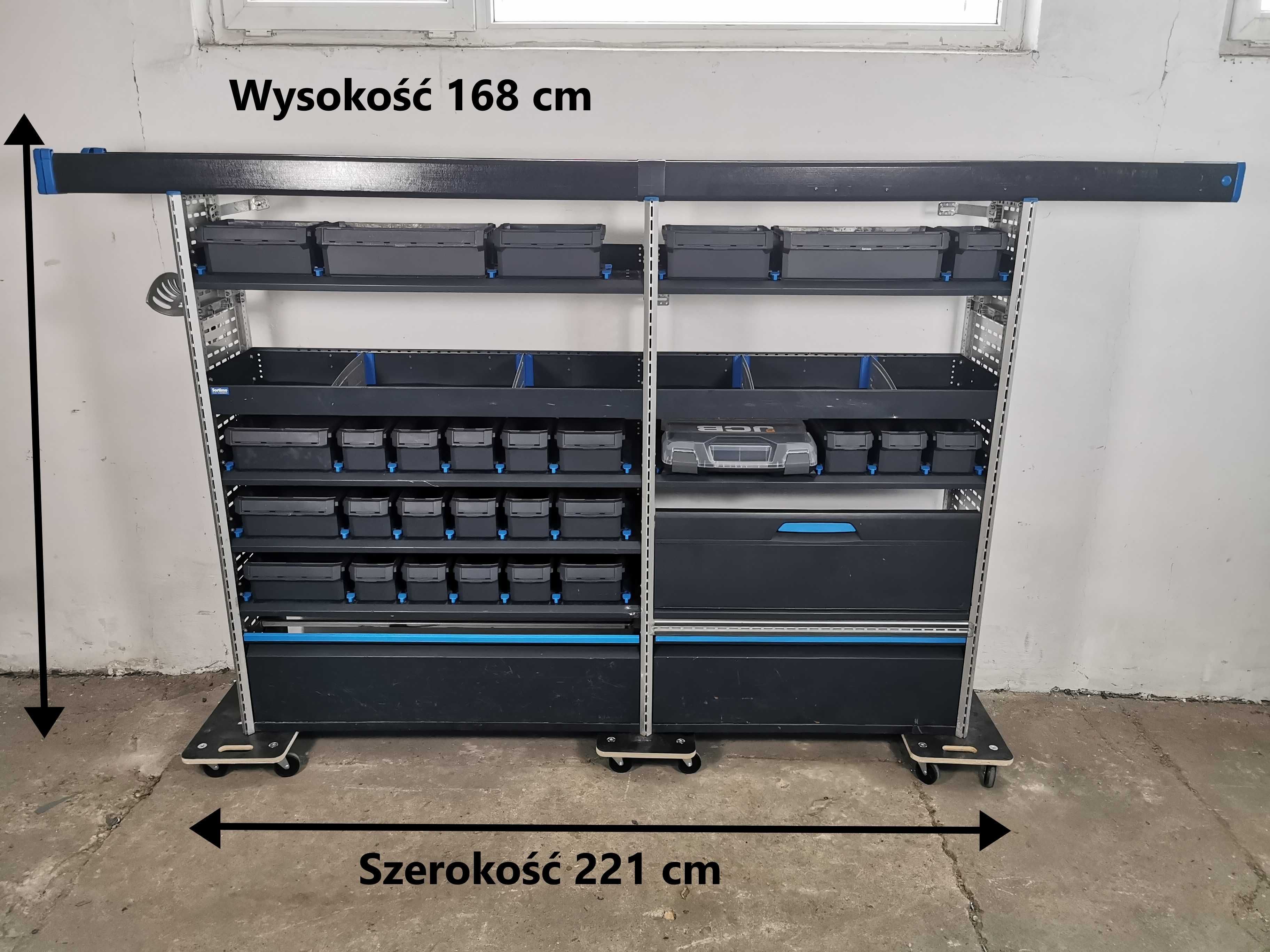 Regały szafki półki do busa zabudowa serwisowa warsztat ZESTAW SORTIMO
