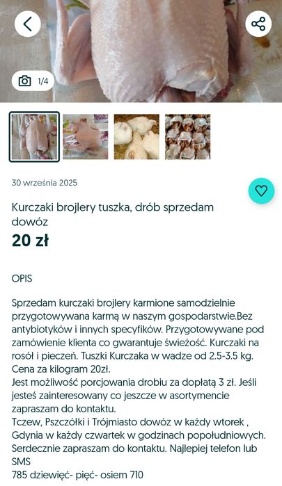 Kurczaki na rosół i pieczeń Gdańsk dowóz