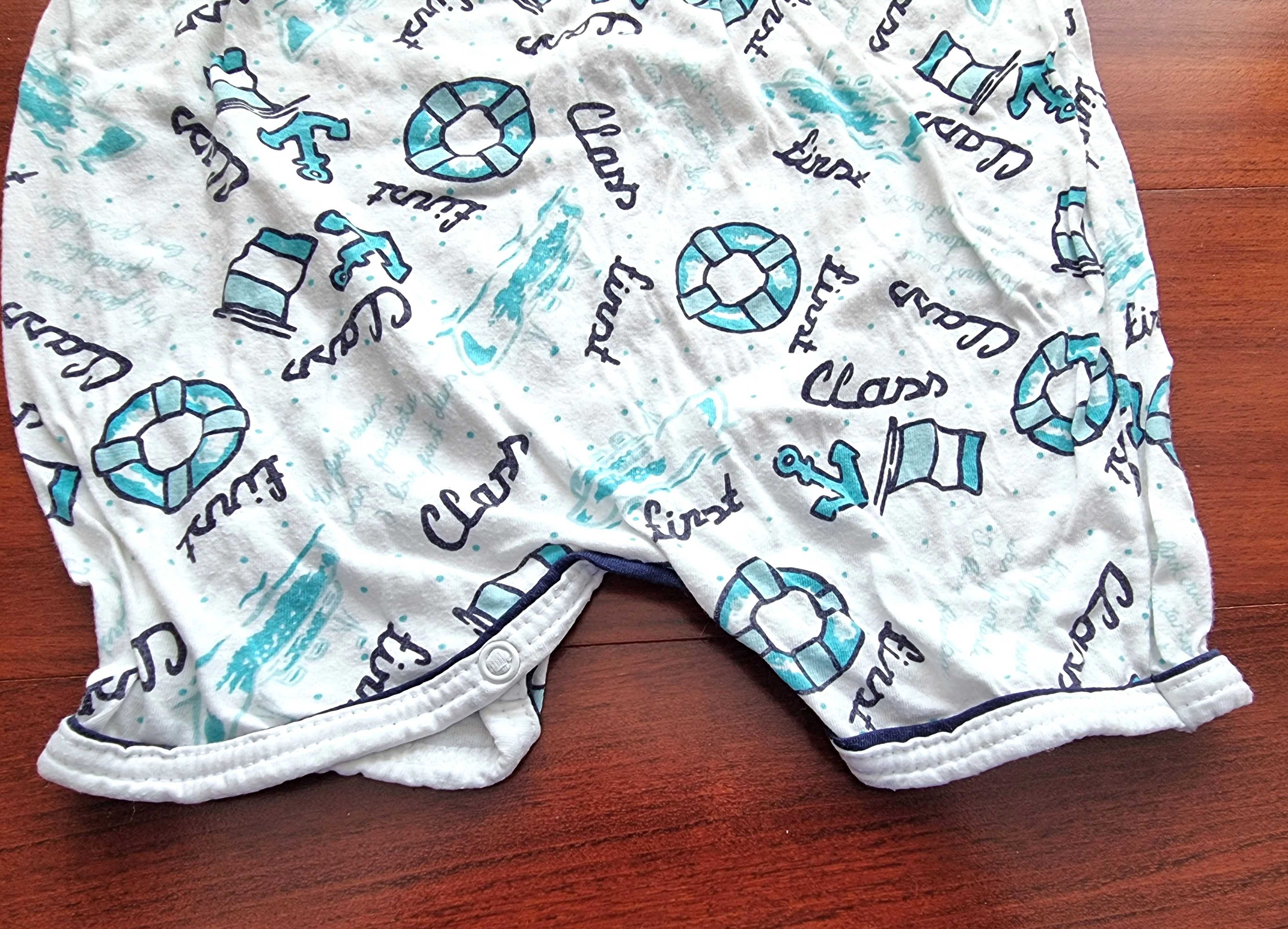 Romper branco com motivos náuticos 100% algodão, 3 meses